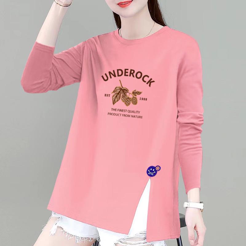 

Женский хлопковый топ большого размера в корейском стиле, свободного кроя, с длинными рукавами, 2025 XL [115-130 lbs]