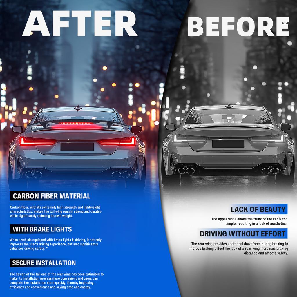 Universal ABS Intelligent Electric Lift Spoiler Led Light Trunk Wing Lip Car Modification Trunk Car Wing For Hatchback Sedan
