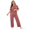 Women’s Oversized Sleeping Suits Short Sleeves Button Up Shirts Long Pants Loose Comfy Pajamas Spring Summer Night Sleep Wear