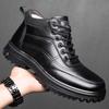 New Designer Wool Business Casual Shoes Men Winter Keep Warm Cow Leather Boots Male Anti-slip Lanyard Platform Ankle Boots Man