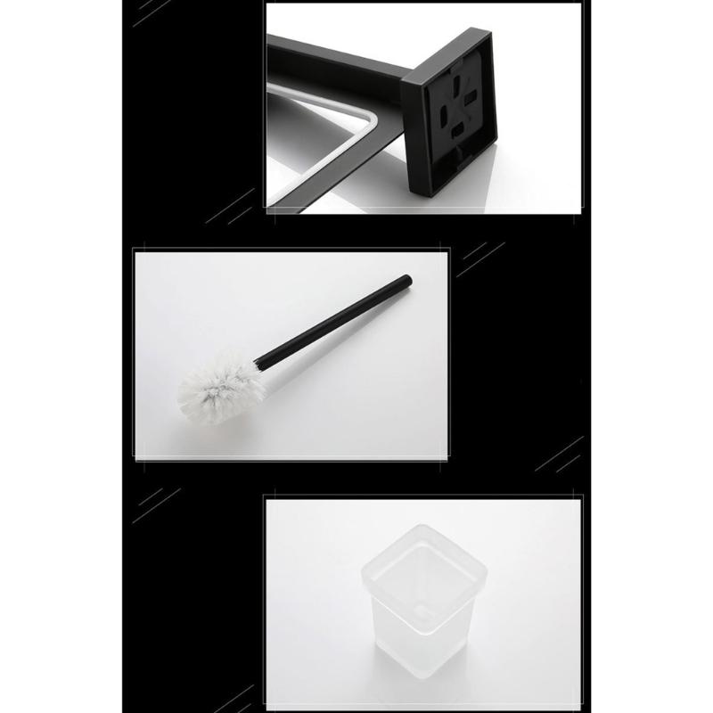 Corrosion Resistant Steel Square Toilet Brush with Dense Bristle Bathroom Sanitation Modern Aesthetic Comfortable Handle