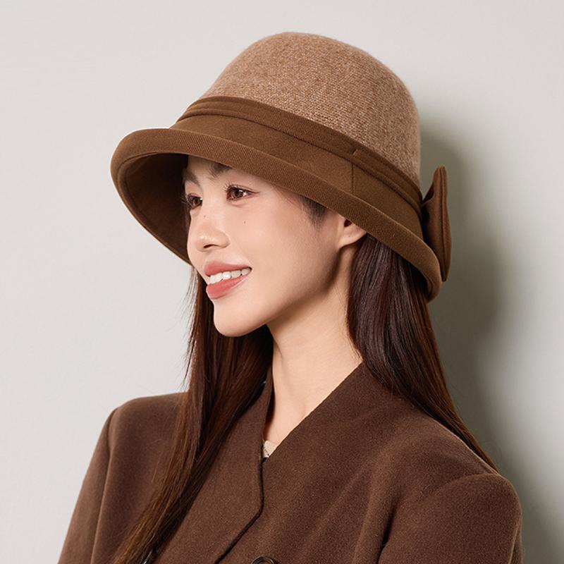 Fisherman Hat Women's Autumn Winter Wool Stitching Warm Hat