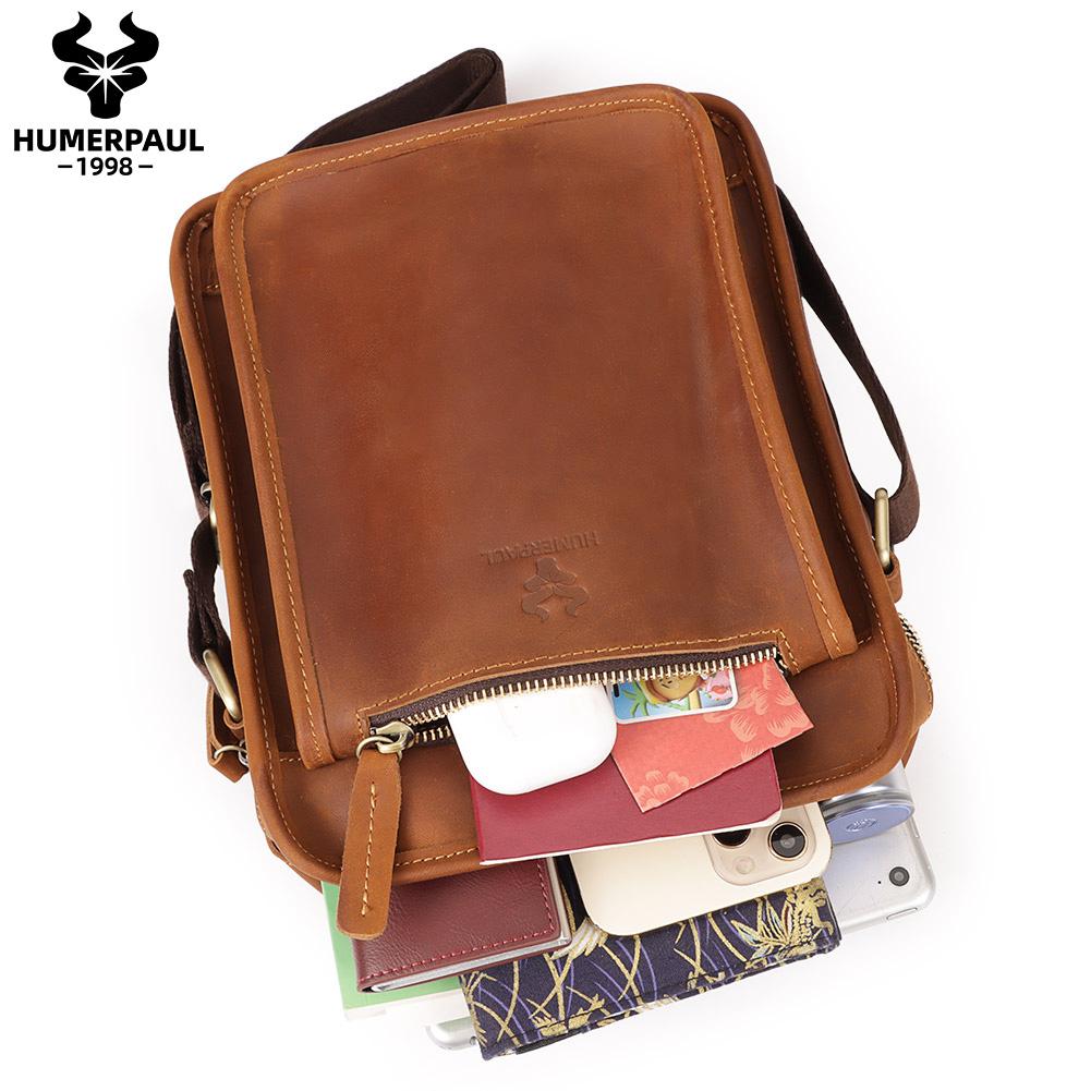 Humerpaul Leather Shoulder Bag Large Capacity Multi-function Travel Bag Sports Bag