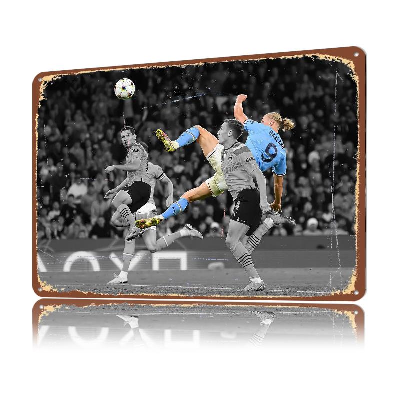 Erling Haaland D Texture Printed Poster Custom Vintage Metal Tin Plate Sign for Wall Art Luxury Decoration Home Decor Room Cozy