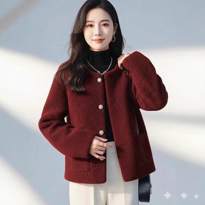 2025 Damen Übergröße Hochwertiger Französischer Angora Roter Mantel - Einzigartiges Herbst/Winter Kurzes Oberteil
