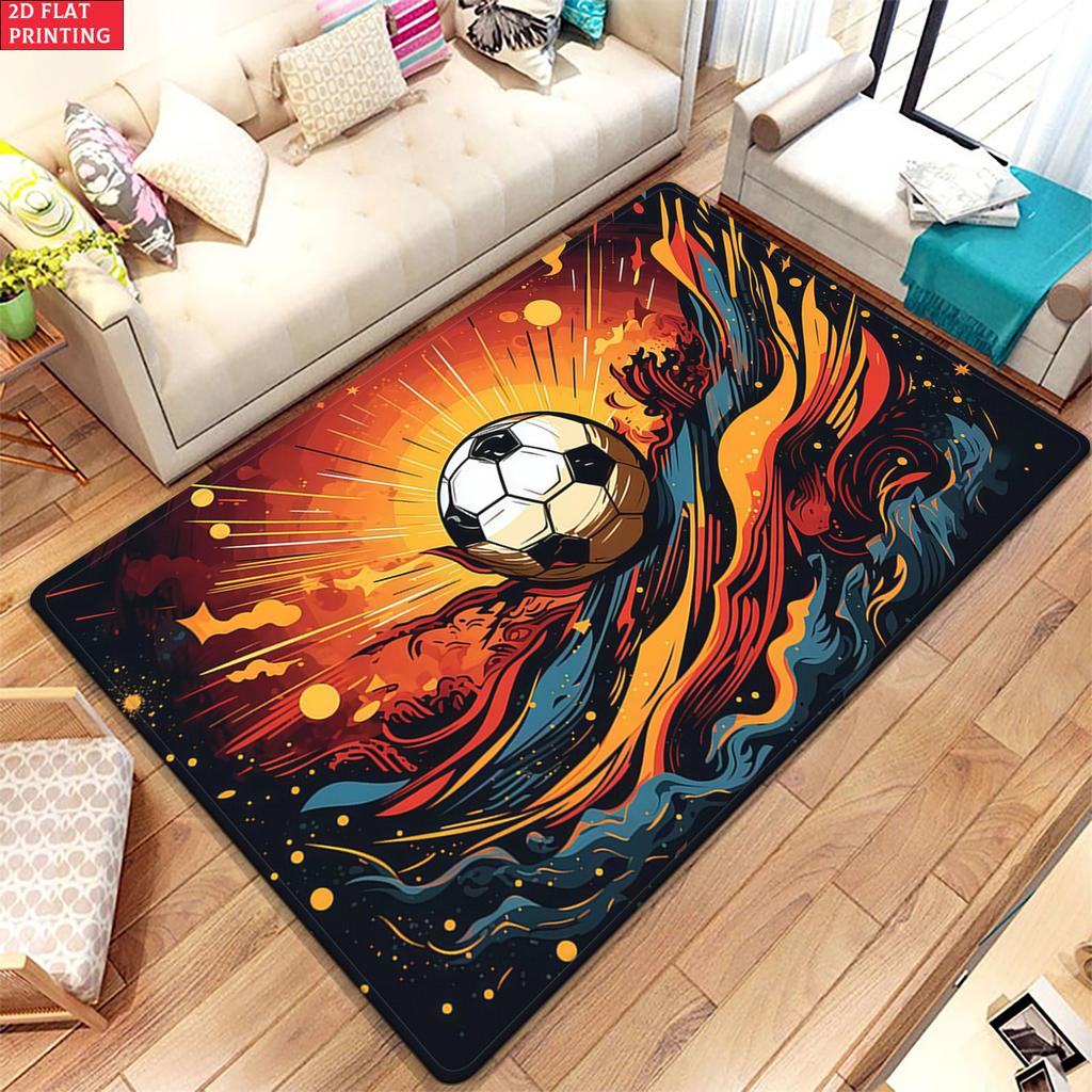 Soccer Star Swirl  Large Room Carpet Non Slip Cartoon Kids Bedroom Living Room Floor Mat Home Decor Children's Play Carpet