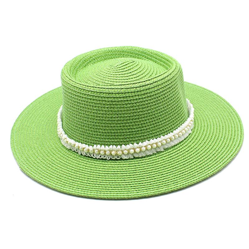 Ladies Pearl Lace Top Hat Outdoor Leisure Beach Hat Simple Personality Sun Hat