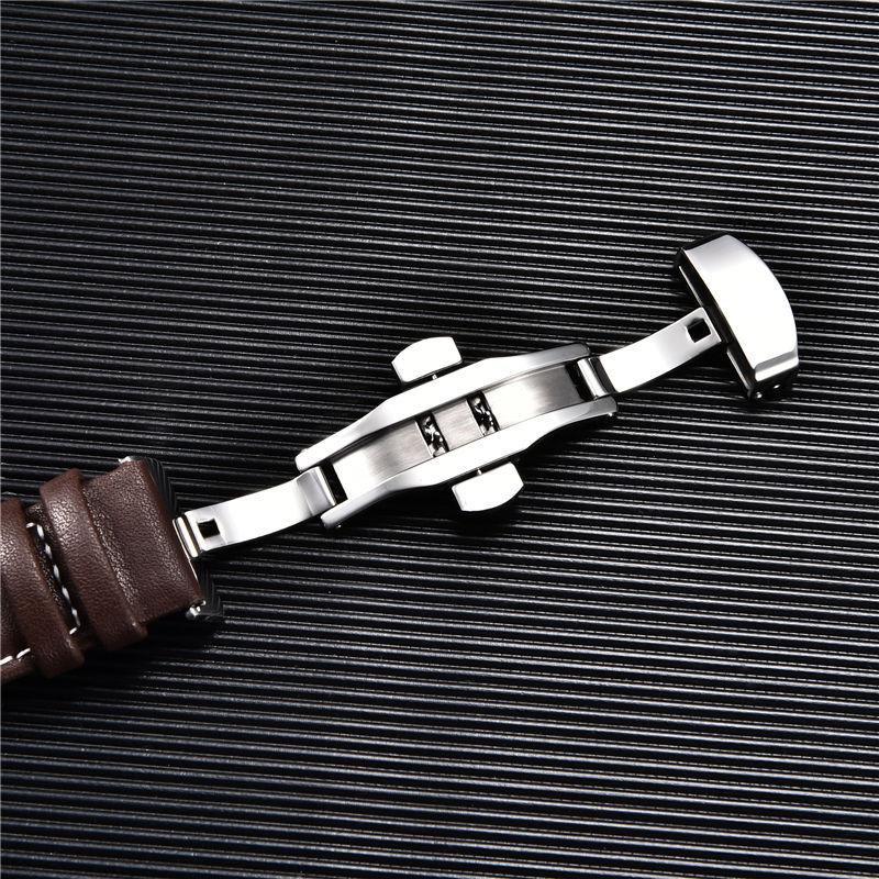 Leather Watchbands for Apple Watch 10 9 8 7 6 5 4 3 SE Ultra Butterfly Clasp Replace Wrist Strap 46mm 41mm 42mm 44mm 45mm Band for Iwatch