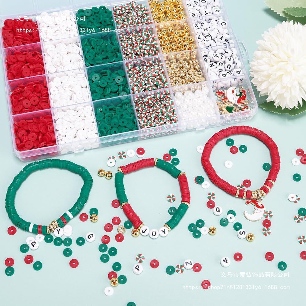 Diy Children'S Christmas Bracelet Necklace Multicolor Clay Bead Letter Bead Spacer, Jewelry Accessories Set