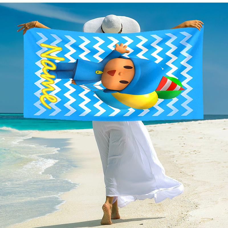 Personalized customized proof beach towel with Pocoyo pattern - soft, absorbent,quick-drying,perfect swimming,camping&bathing