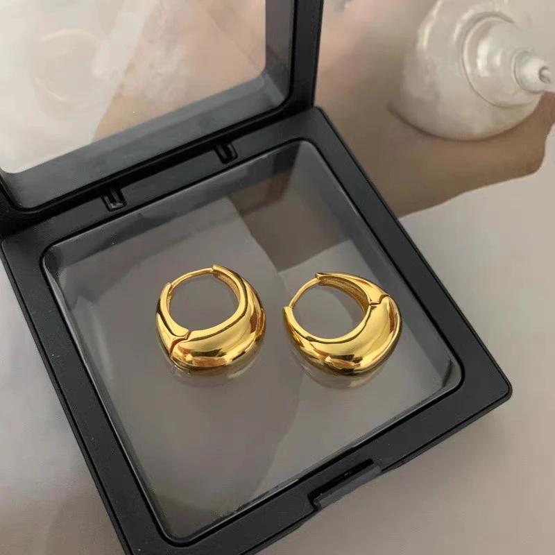 925 Silver Round Hoop Earrings for Women Fashion Chunky Circle Earrings Hypoallergenic Party Jewelry Gift