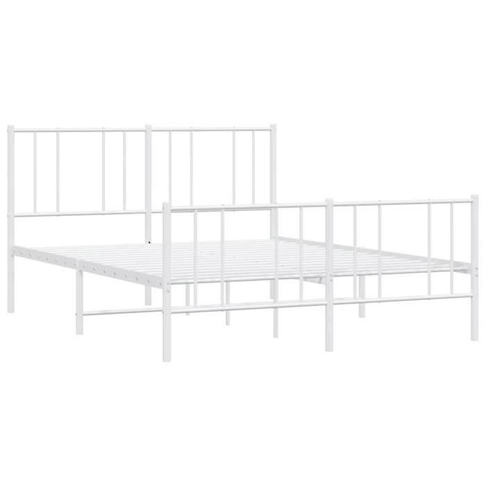 VidaXL Metal Bed Frame with Headboard-Footboard White 140x200cm 352548