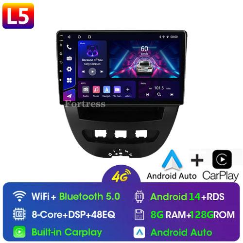 Android 14 2 Din Car Multimedia Player For Peugeot 107 Toyota Aygo Citroen C1 2005-2014 Carplay Stereo GPS Navigation BT WIFI