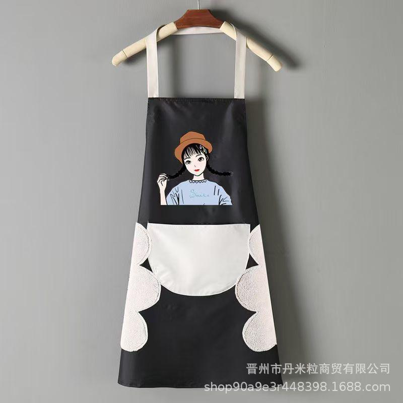 Charming Japanese Waterproof & Oil-Proof Kitchen Apron for Cooking & Housework - Women's Fashion with Logo