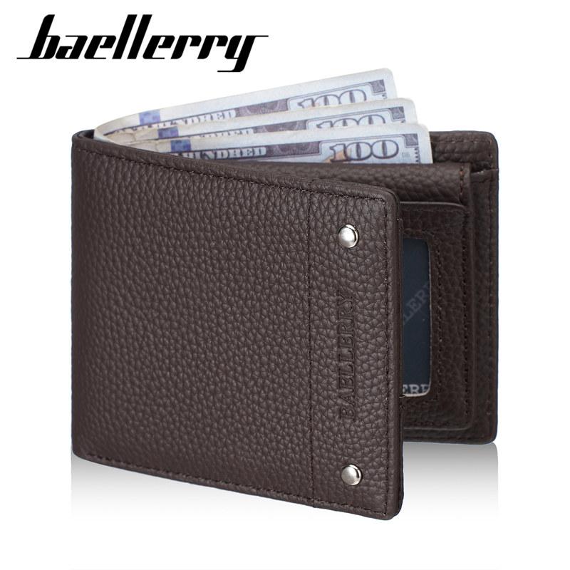 Baellerry Vintage Design Short Wallets for Men Fashion Genuine Leather ID Card Holder Purse