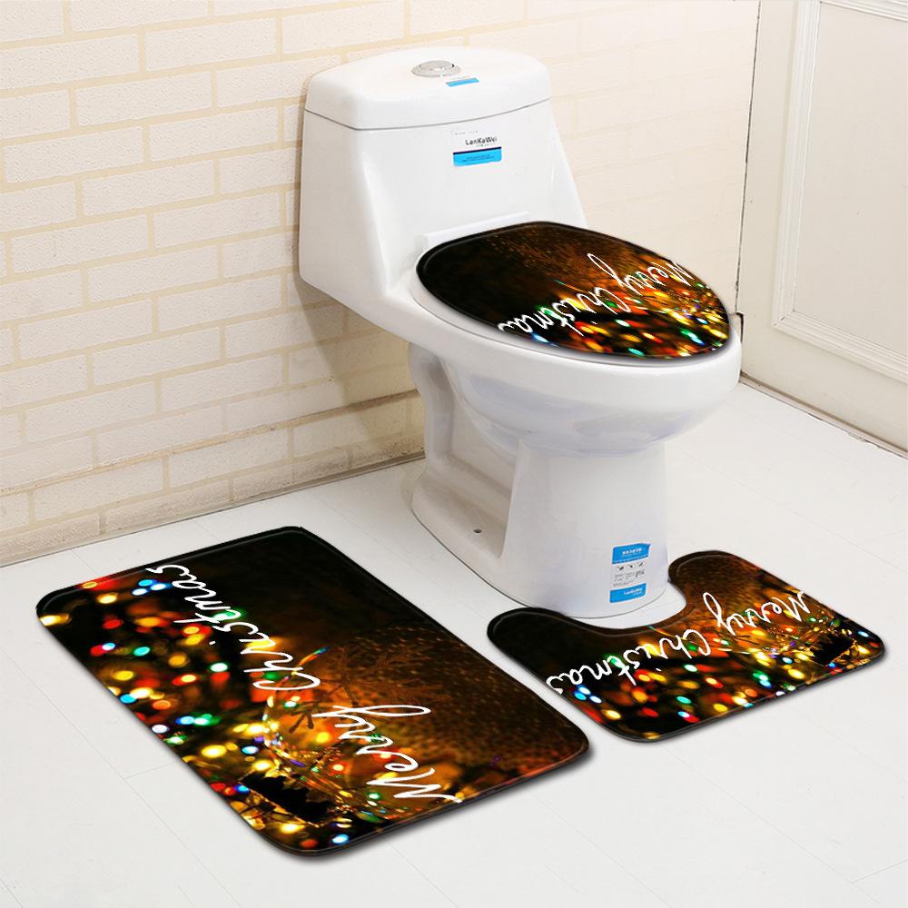 Christmas Bathroom Floor Mat Toilet Three-Piece Set