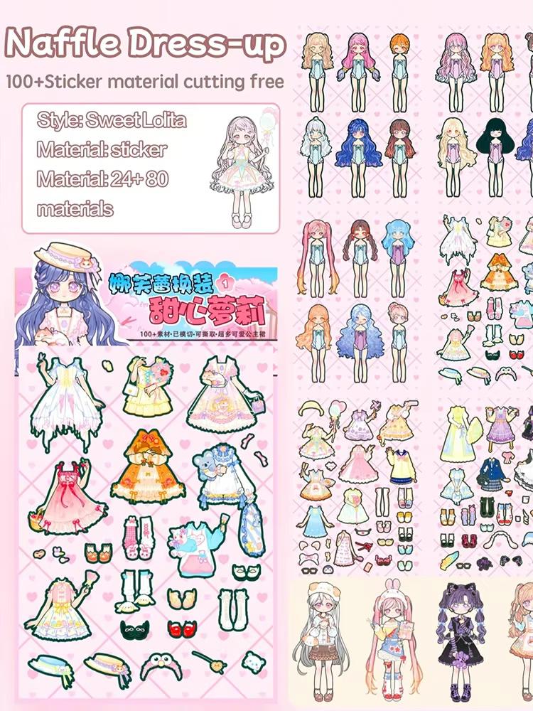 DIY Papierpuppen Aufkleber Spielzeug Pädagogisches Spielzeug Kreativ Niedlich Cartoon Mädchen Verkleiden Lebensszene Handgemacht DIY Aufkleber Papierkunst