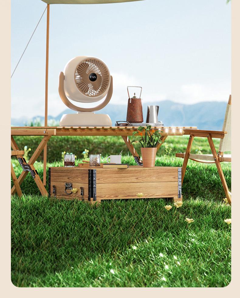 Portable Rechargeable Silent Desktop Fan with Digital Display and Large Airflow