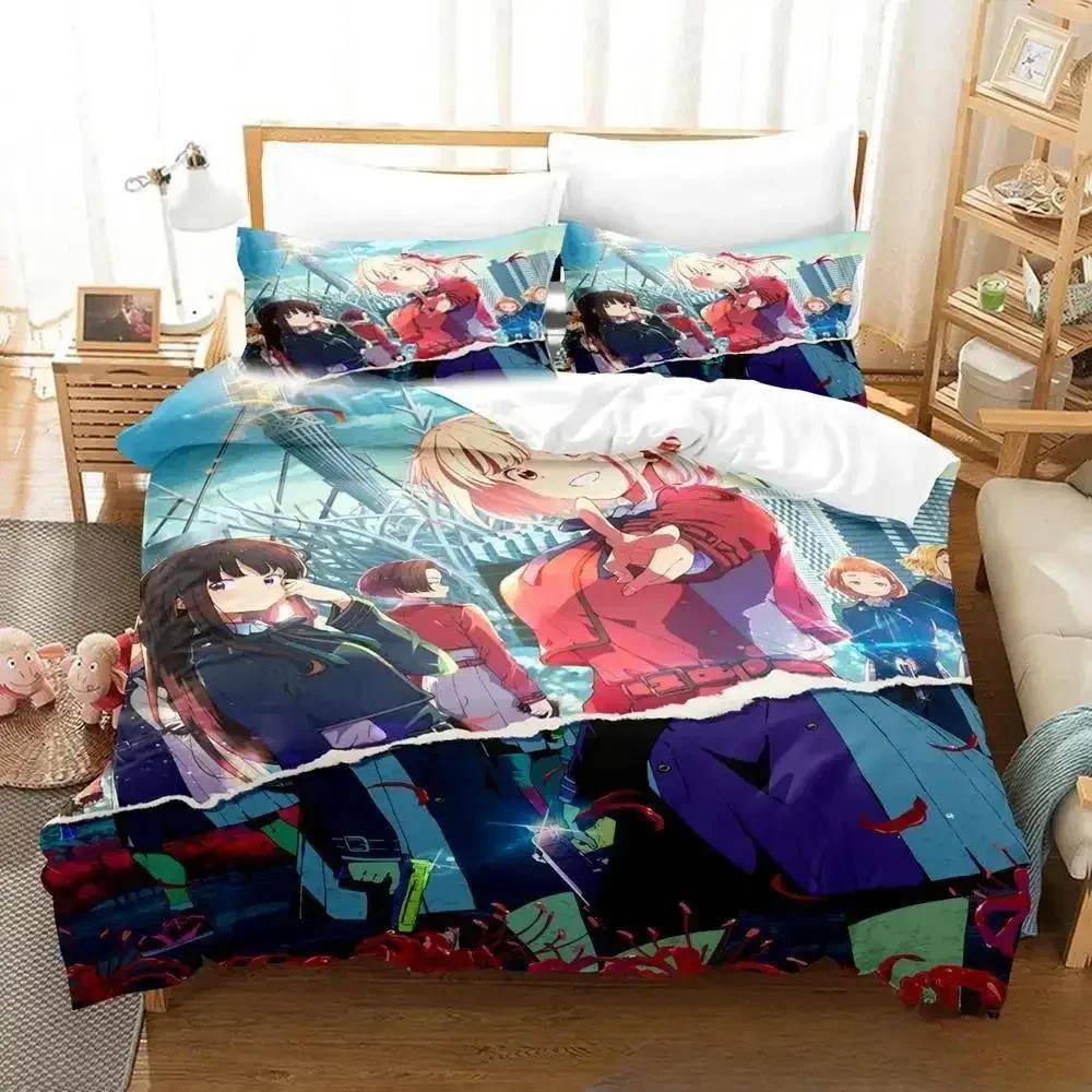 Trendy Modern Single Twin Full Queen King New Lycoris Recoil Size Bed Aldult Kid Bedroom Sets Anime Quilt