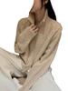 Women's High Neck Double Zipper Thick Knit Cardigan Sweater