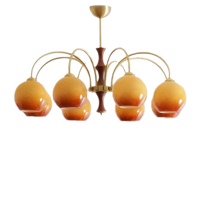 Vintage Medieval Solid Wood Chandelier: Bauhaus Style for Living Room, Retro Restaurant, or High-End Persimmon Bedroom