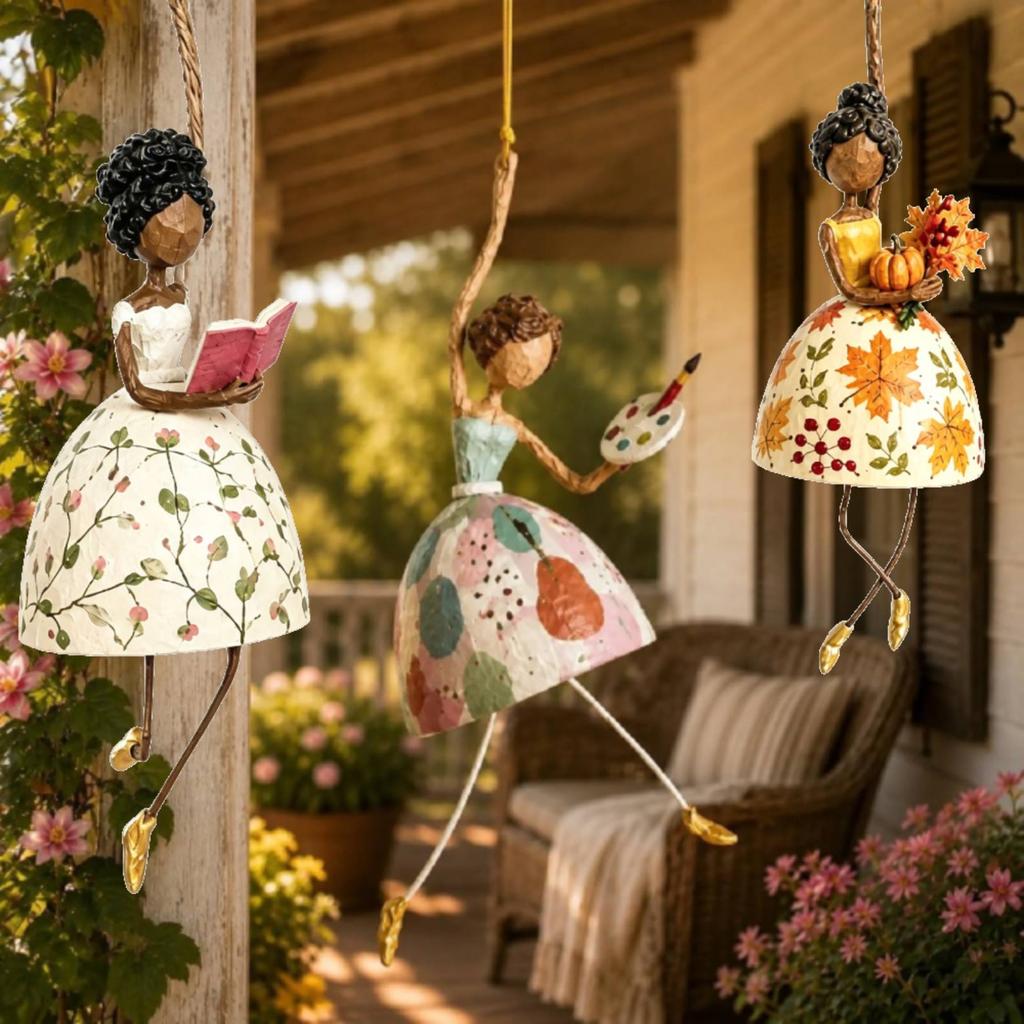 Hand Painted Ballerina Lady Figurine with Dangling Legs Whimsical Dancing Lady Hanging Ornament Vintage Women's Shaped Decor