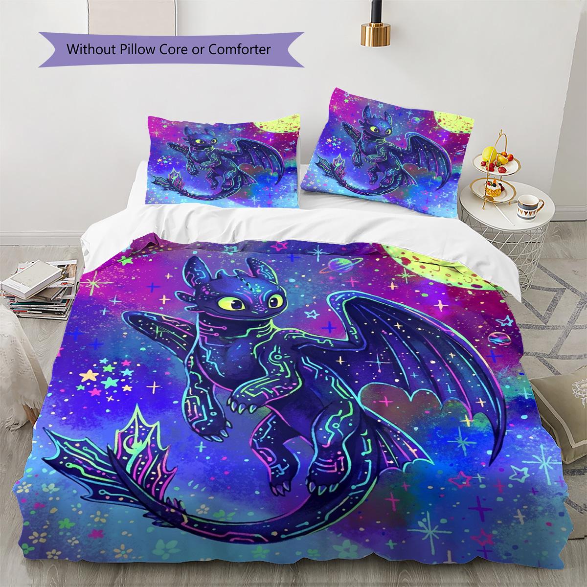 

Toothless Night Fury Pattern Bedding Quilt Set Quilt Cover Pillowcase Home Decoration Birthday Gift (1 * duvet cover + 2 * pillowcase, without core) 135x200cm
