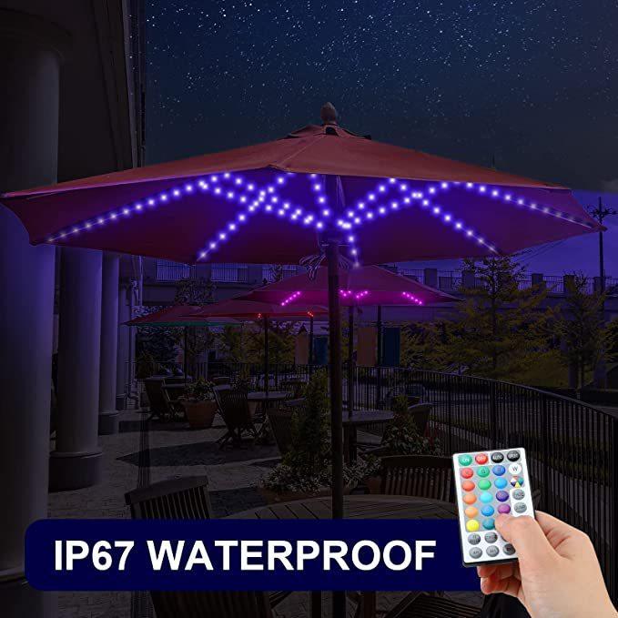 Sun Umbrella String Lights With Remote Control For Outdoor Camping And Patio Decor