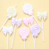 Single Bow Candle Beautiful Cake Decoration Plug-in Pink and White Cartoon Lollipop Birthday Candle