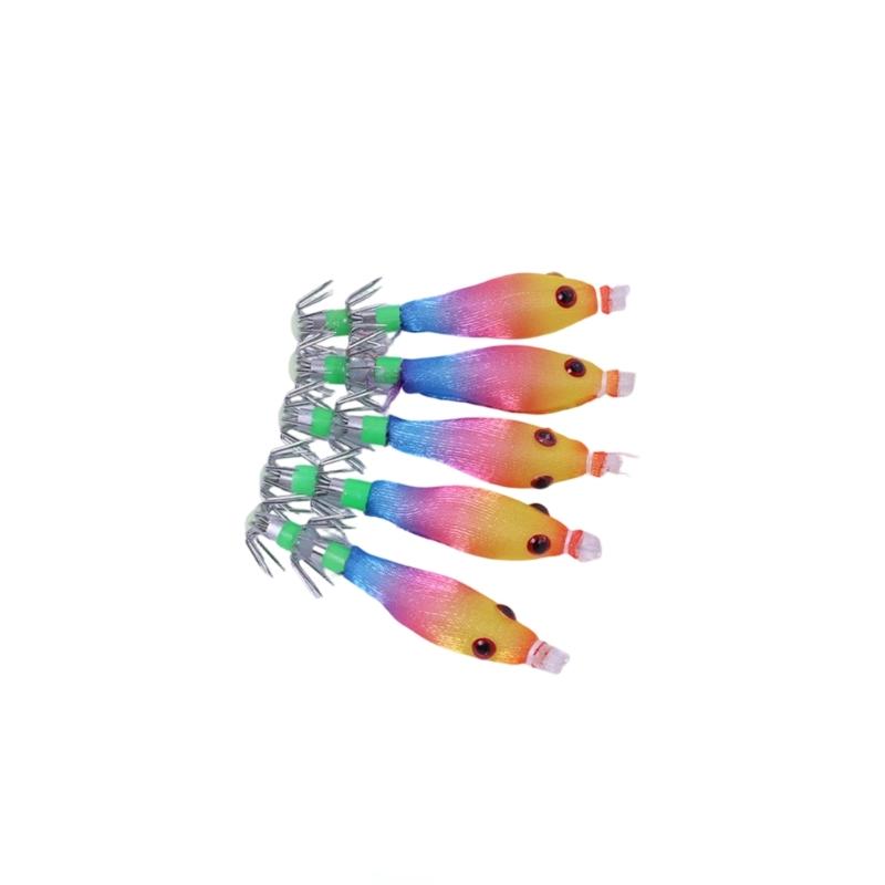 

5 шт. Рыболовные приманки Креветочные приманки Наживки Светящиеся джиги Крючок 5.8см 3.1г Светящиеся джиги-кальмары Искусственные приманки Крючок-каракатица