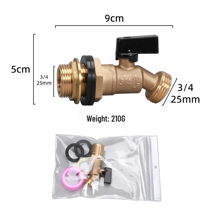 Cross-Border Brass Ball Valve with Bulkhead Fitting & G Thread Rain Barrel Faucet Set