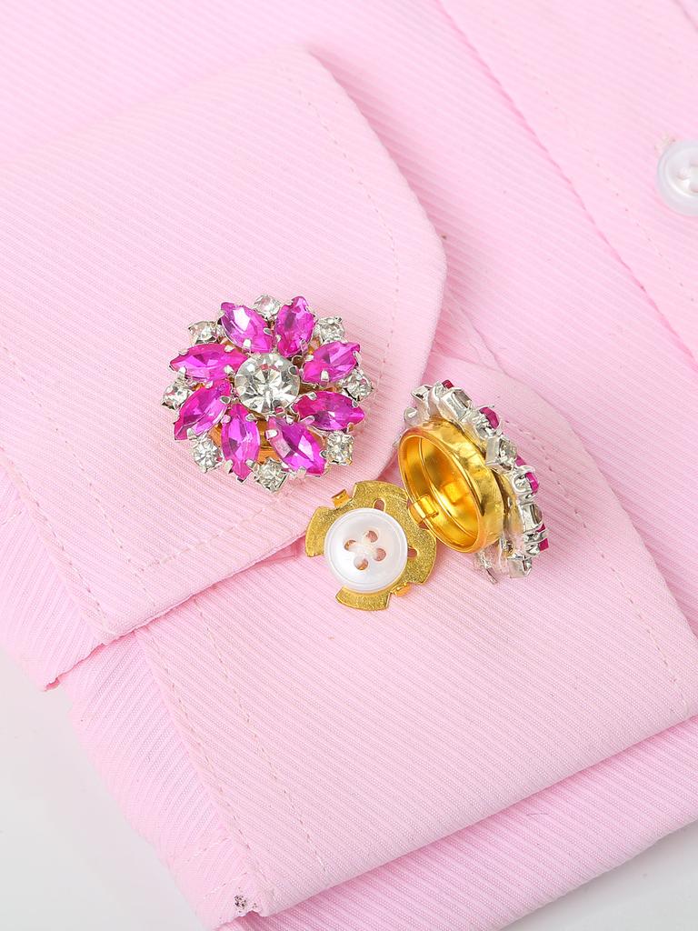 2Pcs Rhinestone Cufflinks Shirt Sleeve Button Covers Bling Crystal Button Clips For Dresses And Shirts Button Decoration Buttons