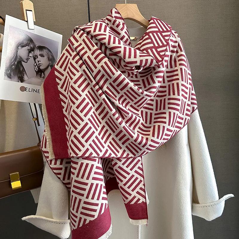 Nový Zimný Hrejivý Kašmírový Šál Dámsky Šál Pashmina Hrubý Šál Deka Bufanda Cestovný Šál Dámsky Vzorovaný Šál
