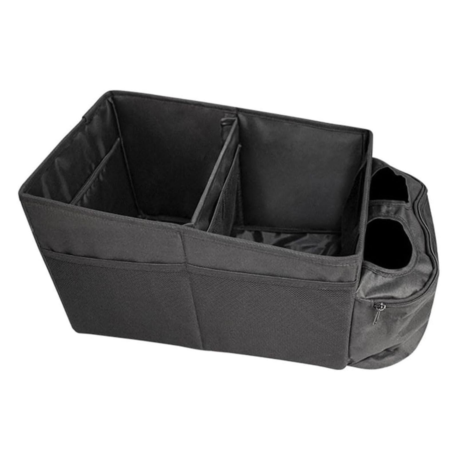 

Car Storage Box With Dividers And Cup Holders For Front Or Rear Seats, Foldable Design For Easy Storage And Improved Vehicle Organization One Size чёрный