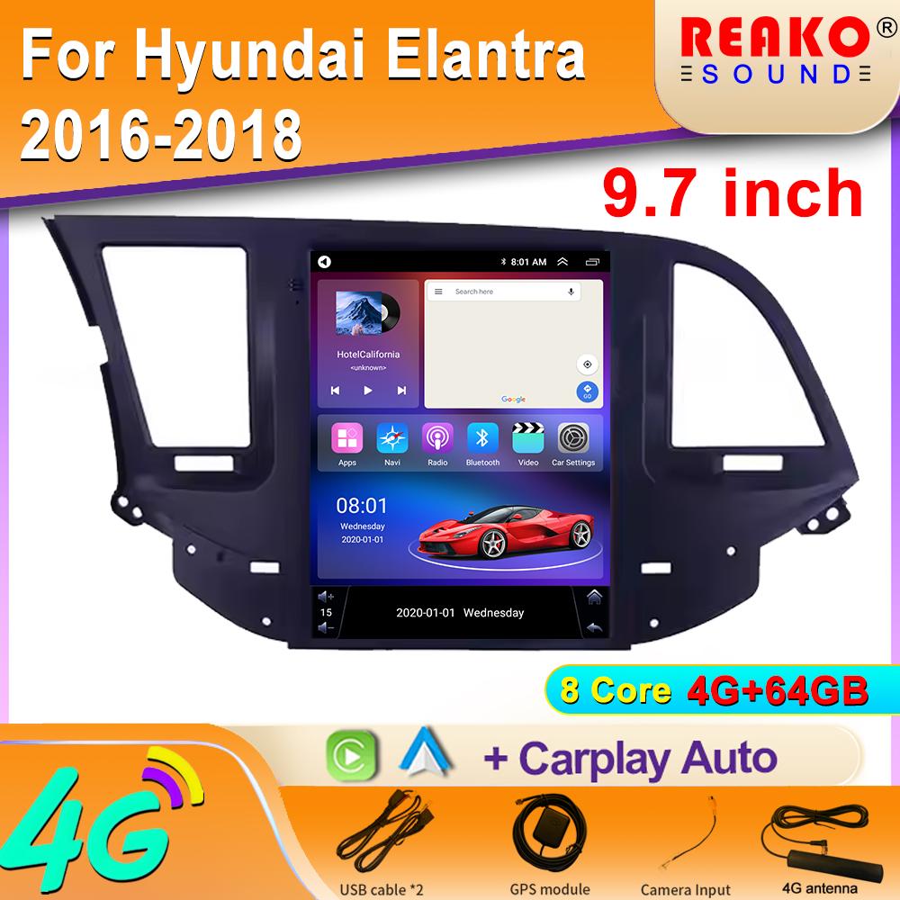 9.7 inch For Hyundai Elantra 2016-2018 Car Radio Android Auto GPS Navigation Multimedia Player Video Output 5G WIFI 2din DVD