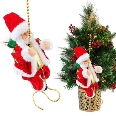 2025 Electric Rope Climbing Santa Claus Musical Toys For Christmas Tree Hanging Pendant Ornament Decor X-mas Decorations