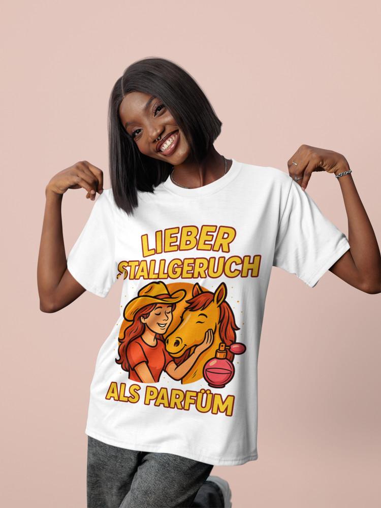 Stable Smell Perfume Funny Saying Riding Pladies Cotton Shirt S-XXXL Oversized