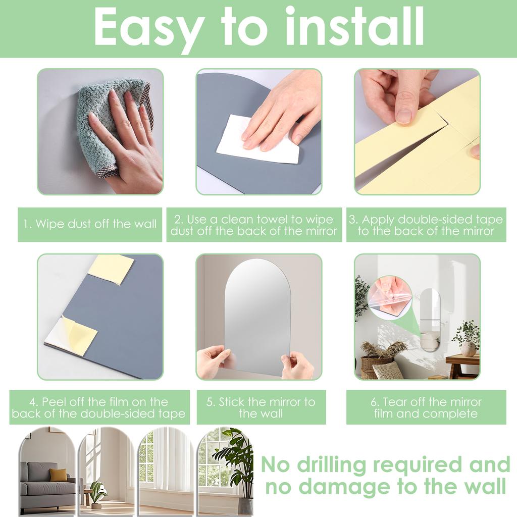 Self-adhesive Mirror Stickers Acrylic Decal Decoration Living Room Soft Plastic Mirror Sheets Home DIY Self-adhesive Mirror