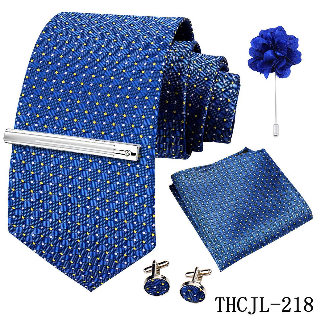 Men'S Business Dress Tie 5-Piece Groom Best Man Dress Accessories Gaowei Dense Jacquard Tie Worker