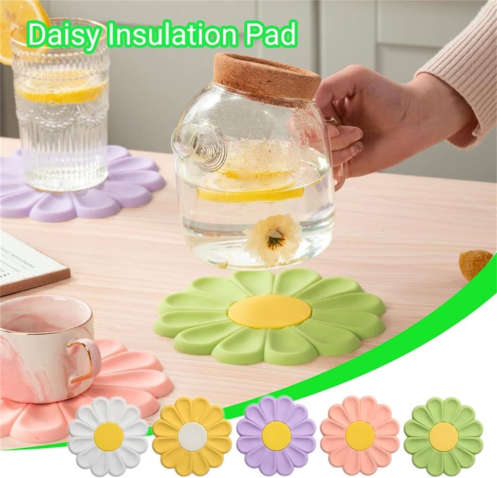 Daisy Flower Heat Insulation Mat Simple and Durable Cute Japanese Silicone Placemat Ins Coaster Anti-scalding Pot Mat
