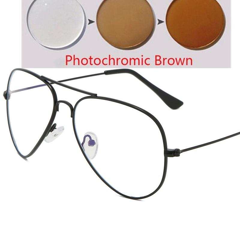 Blue Light Blocking Oval Myopic Glasses Women Men Fashion Metal Myopia Photochromic Eyeglasses Diopter 0 -0.5 -0.75 To -4.0