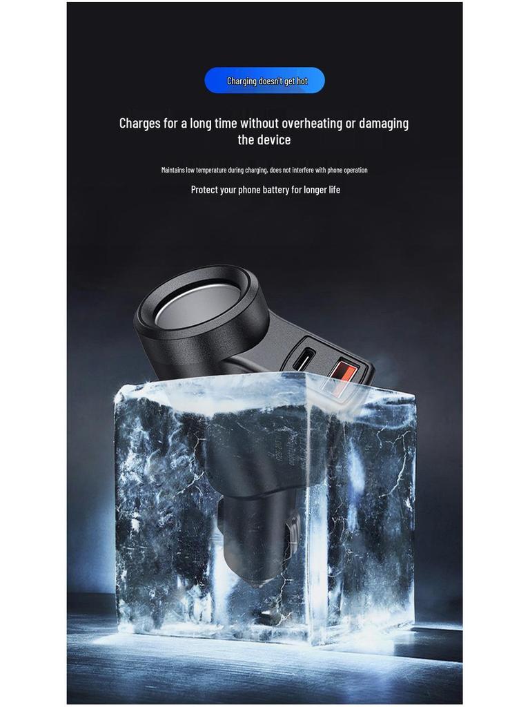 Multifunctional Car Charger with QC3.0+PD Fast Charging, 12V/24V Compatibility, and Voltage Display