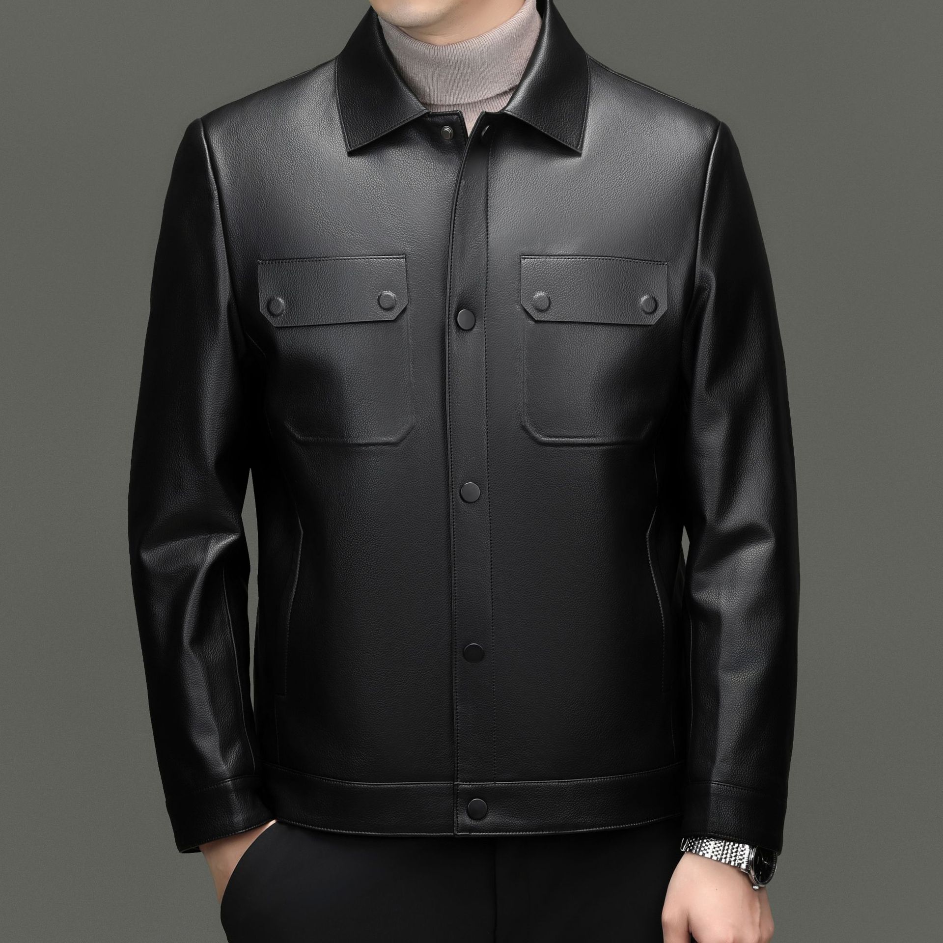 

Мужская кожаная куртка мужская натуральная кожа гусиный пух овчина для пап среднего и пожилого возраста осенне-зимняя кожаная куртка куртка 195