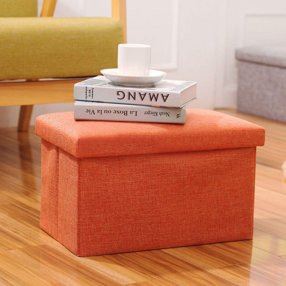 Actnow Storage Stool, Storage Box, Floor Chair, Living Room Chair, Footrest, Entryway, Simple Furniture, Small Item, Interior (Orange, 40*25*25cm)