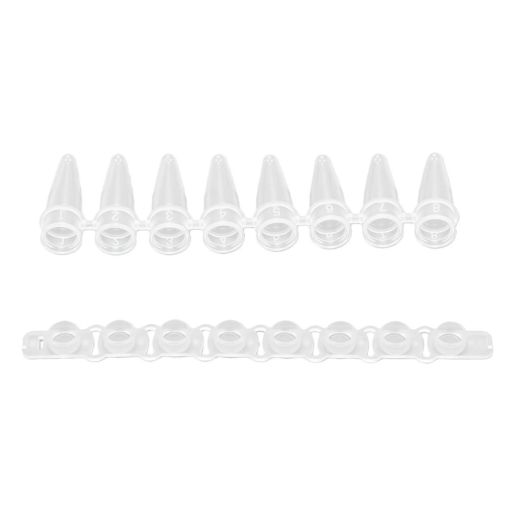 200PCS 8 Strip PCR Tubes with Caps 0.2ml Transparent Microcentrifuge Tube for Experiments