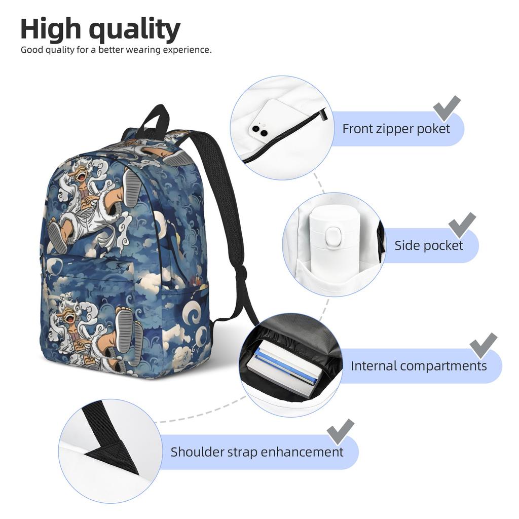 Anime One Piece Luffy 5th gear Classical Backpack Sports Student Work One Piece Daypack for Men Women Laptop Canvas Bags