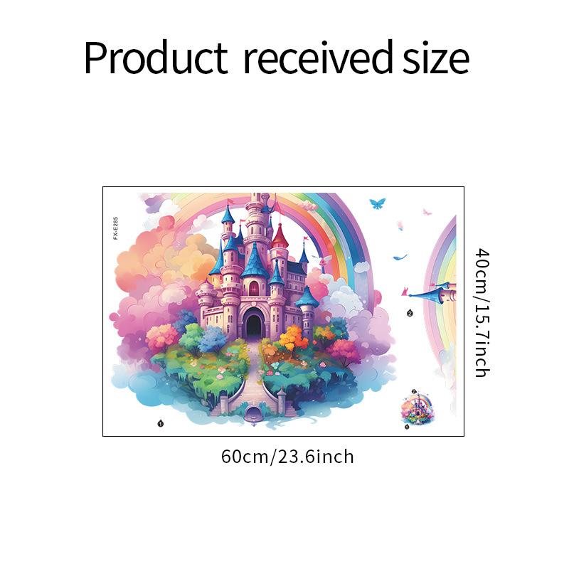 Dream Castle Wall Decals for Girls Kids Room Colorful Rainbow Wall Stickers Baby Nursery Bedroom Wall Decor