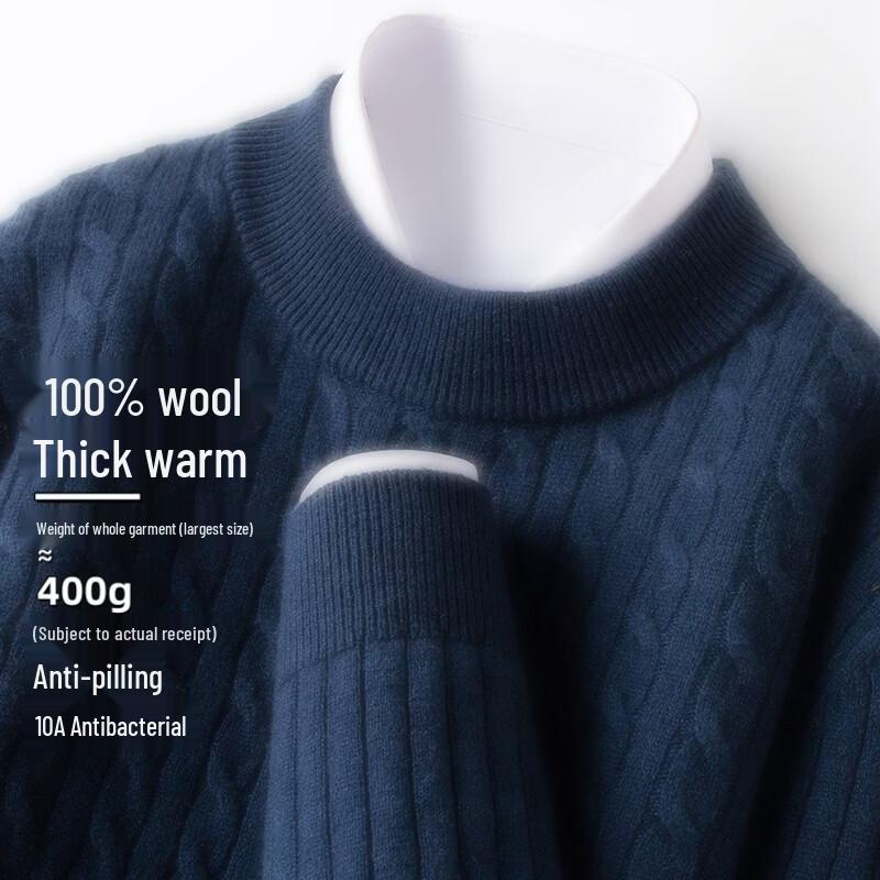 Men's Pure Wool Semi-High Collar Thermal Sweater
