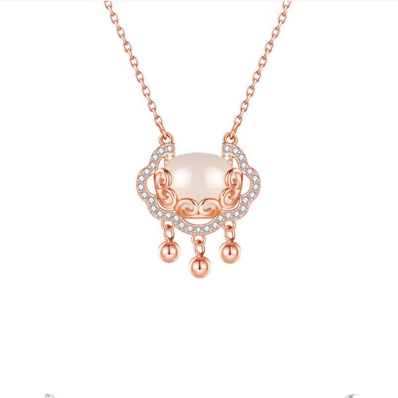 

Xiangyun Ruyi предохранительный замок S925 стерлингового серебра ожерелье женский ниша длительный срок службы золотой замок кулон