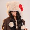 Red Bow Hat for Women Cute Animal Fashion Warm Plush Hat Autumn and Winter New Cartoon Ear Protection Lei Feng Hat